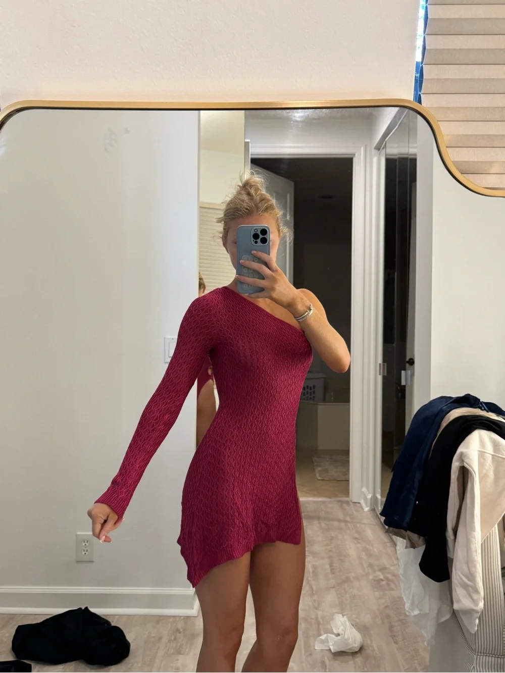 PEPPER MAYO Asymmetrical One-Shoulder Knit swimsuit cover up - Picture 2 of 4